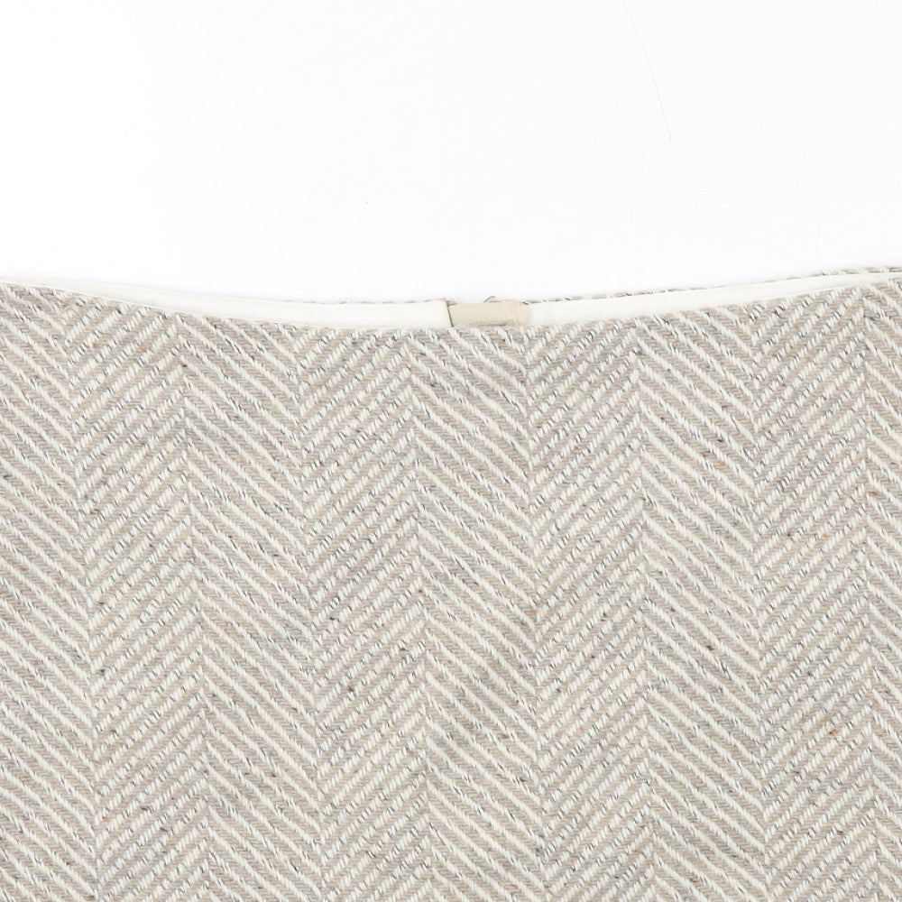 Marks and Spencer Womens Beige Geometric Polyester A-Line Skirt Size 10 Zip