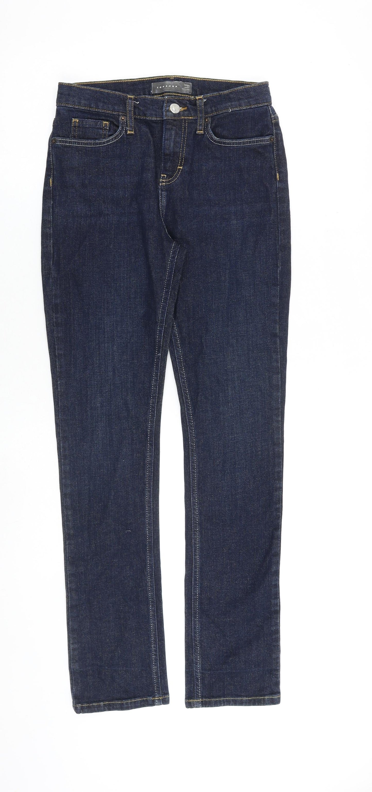Topshop Womens Blue Cotton Skinny Jeans Size 26 in L30 in Regular Zip