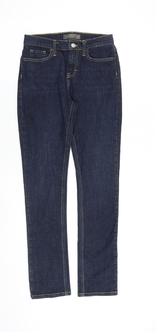 Topshop Womens Blue Cotton Skinny Jeans Size 26 in L30 in Regular Zip