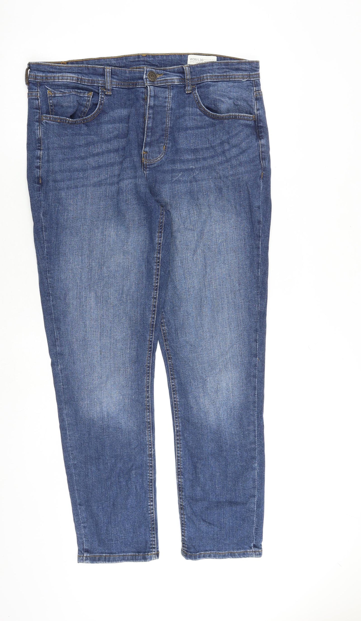 Denim & Co. Mens Blue Cotton Straight Jeans Size 26 in L30 in Regular Button