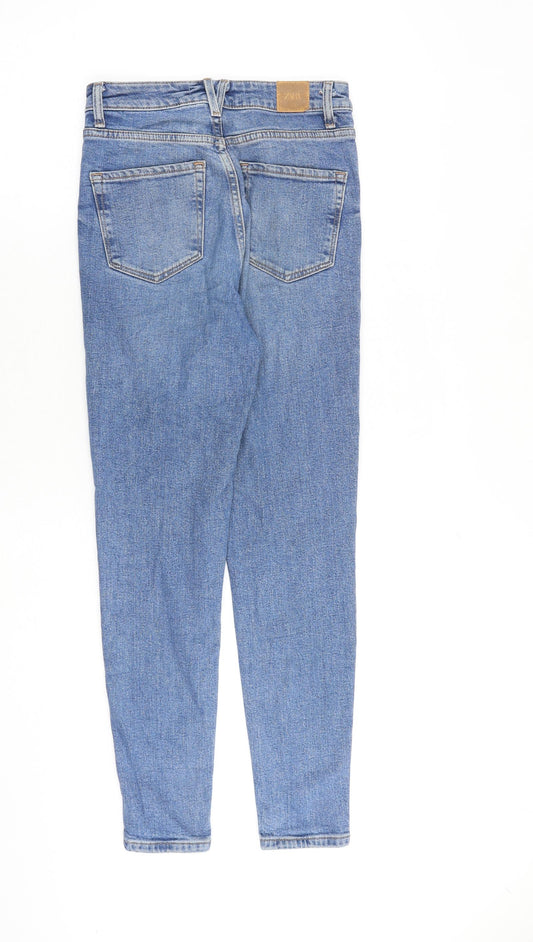 Zara Womens Blue Cotton Skinny Jeans Size 6 L27 in Regular Button