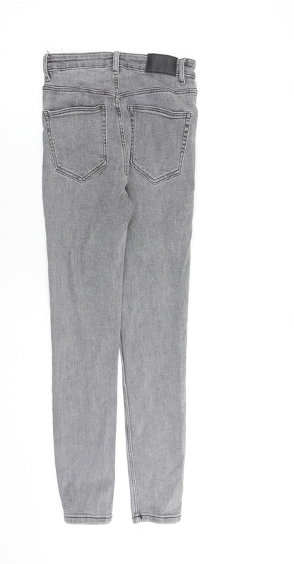 Zara Womens Grey Cotton Skinny Jeans Size 8 L27 in Regular Zip