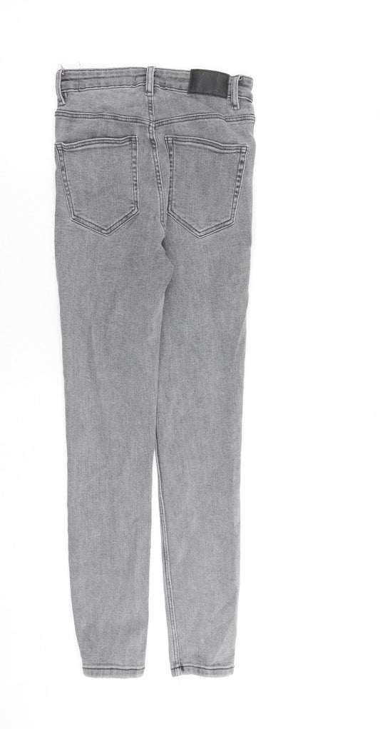 Zara Womens Grey Cotton Skinny Jeans Size 8 L27 in Regular Zip