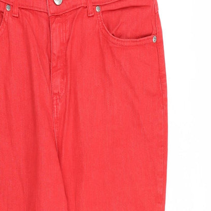 Per Una Womens Red Cotton Skinny Jeans Size 14 L23 in Regular Zip