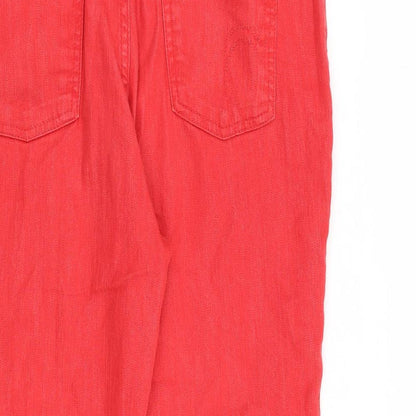 Per Una Womens Red Cotton Skinny Jeans Size 14 L23 in Regular Zip