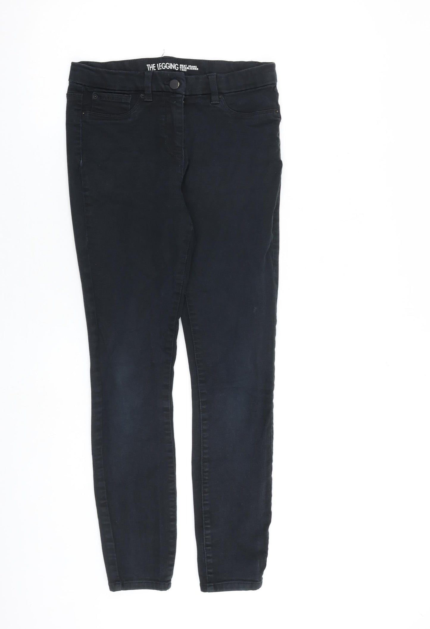 NEXT Womens Black Cotton Skinny Jeans Size 10 L28 in Regular Zip