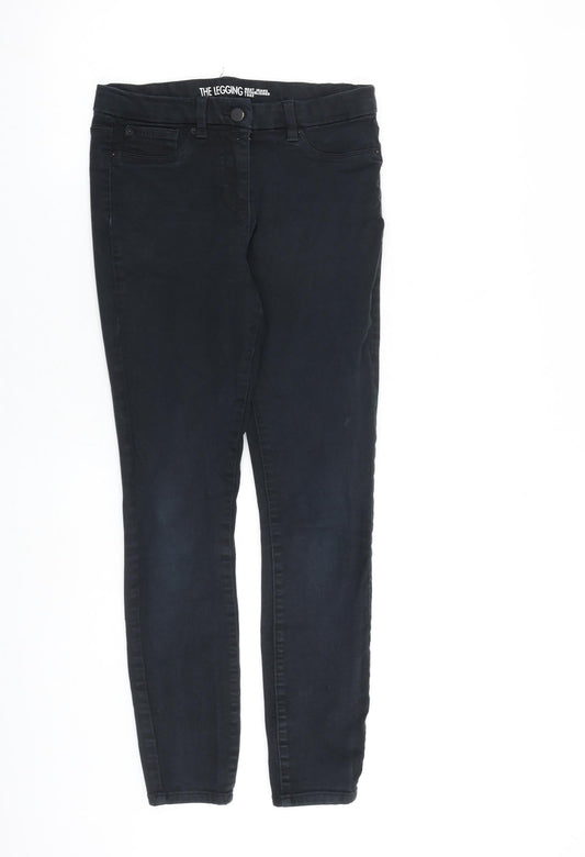 NEXT Womens Black Cotton Skinny Jeans Size 10 L28 in Regular Zip