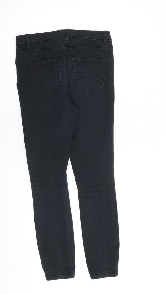 NEXT Womens Black Cotton Skinny Jeans Size 10 L28 in Regular Zip