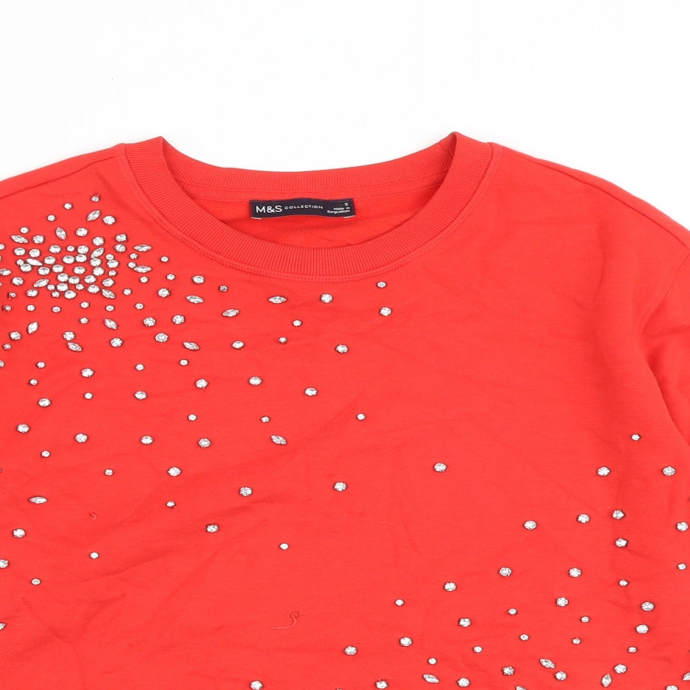 Womens UK Size S Marks and Spencer Red Pullover Sweatshirt