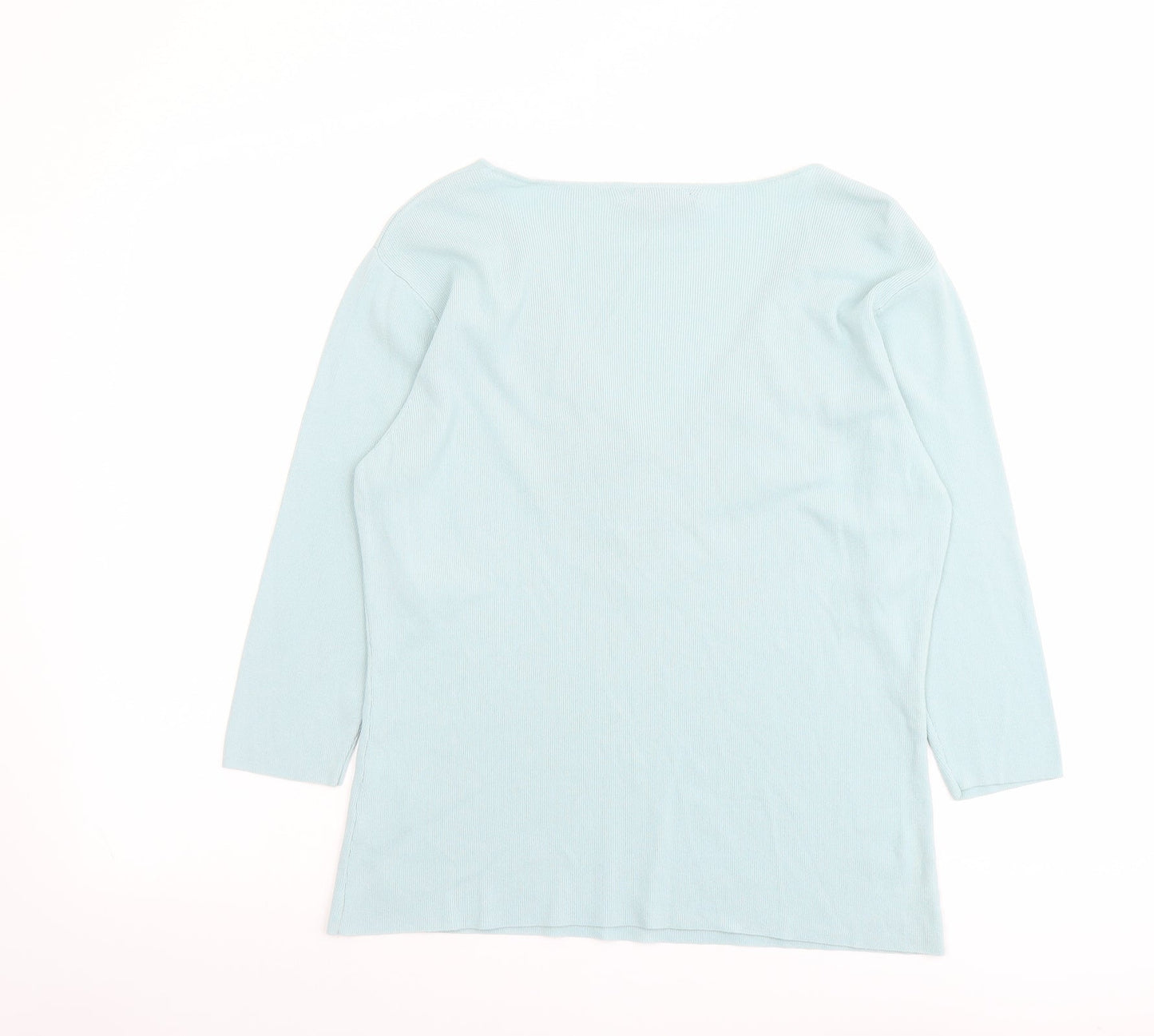 Karen Scott Womens Green V-Neck Nylon Pullover Jumper Size 12