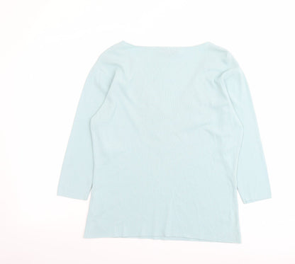 Karen Scott Womens Green V-Neck Nylon Pullover Jumper Size 12