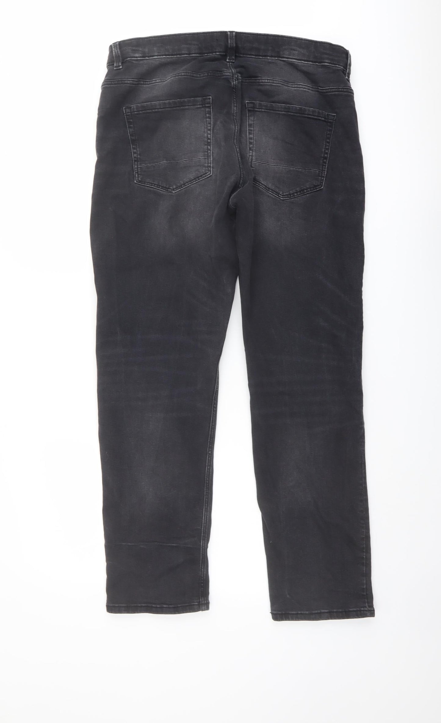 Lincoln Mens Grey Cotton Straight Jeans Size 34 in L29 in Slim Button