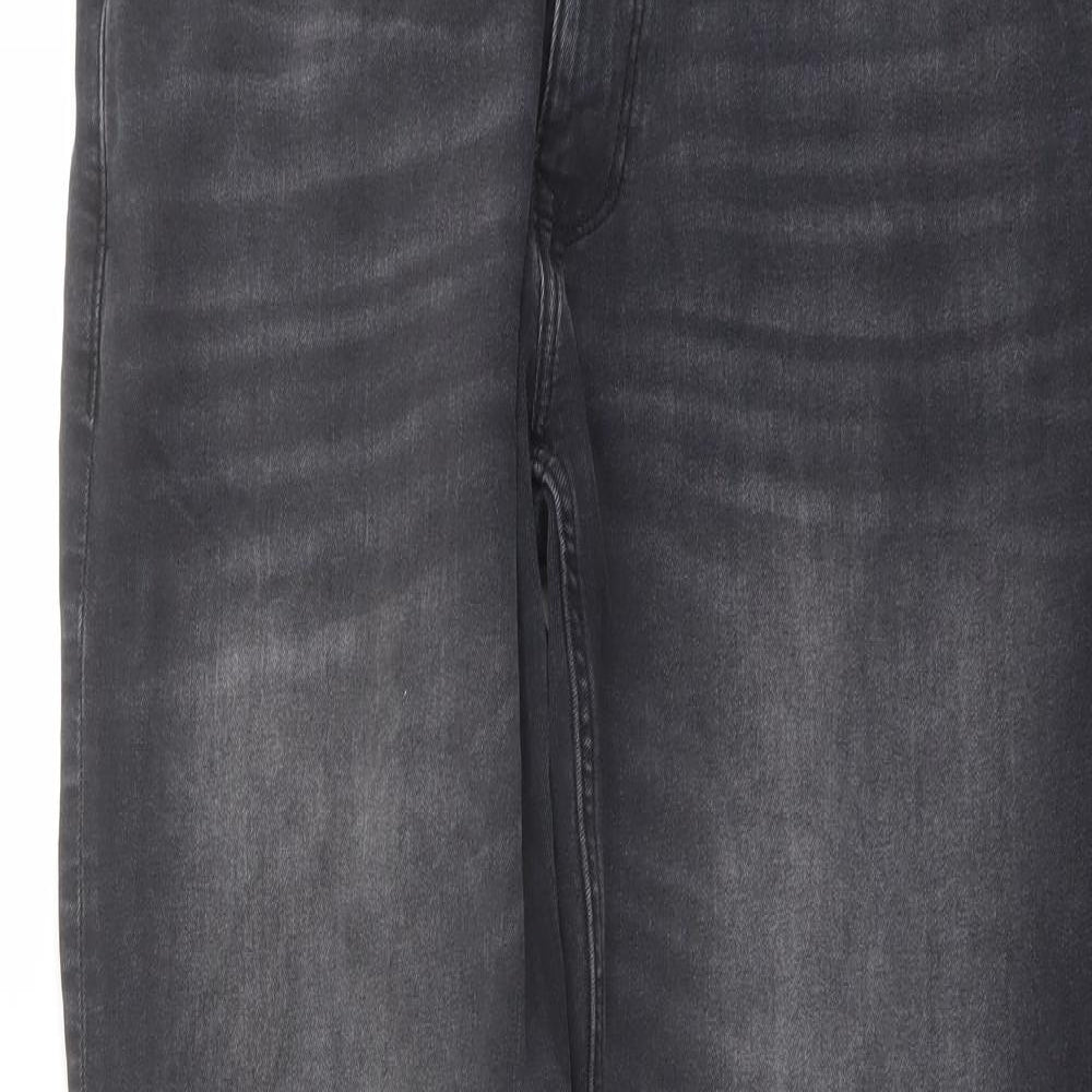 Lincoln Mens Grey Cotton Straight Jeans Size 34 in L29 in Slim Button