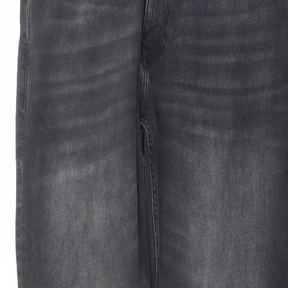 Lincoln Mens Grey Cotton Straight Jeans Size 34 in L29 in Slim Button