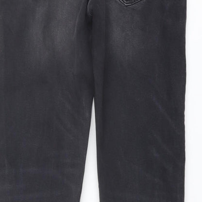 Lincoln Mens Grey Cotton Straight Jeans Size 34 in L29 in Slim Button