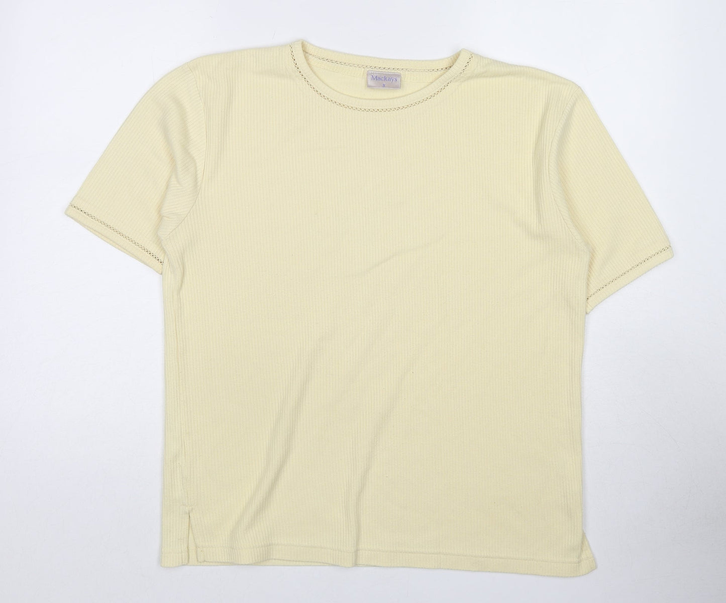 Womens UK Size S Mackays Yellow Basic T-Shirt