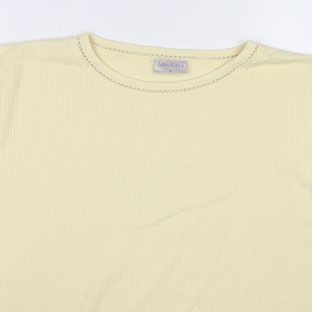 Womens UK Size S Mackays Yellow Basic T-Shirt