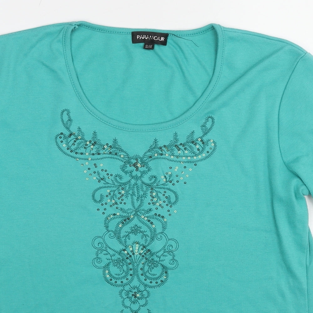 Womens UK Size S Paramour Green Basic T-Shirt