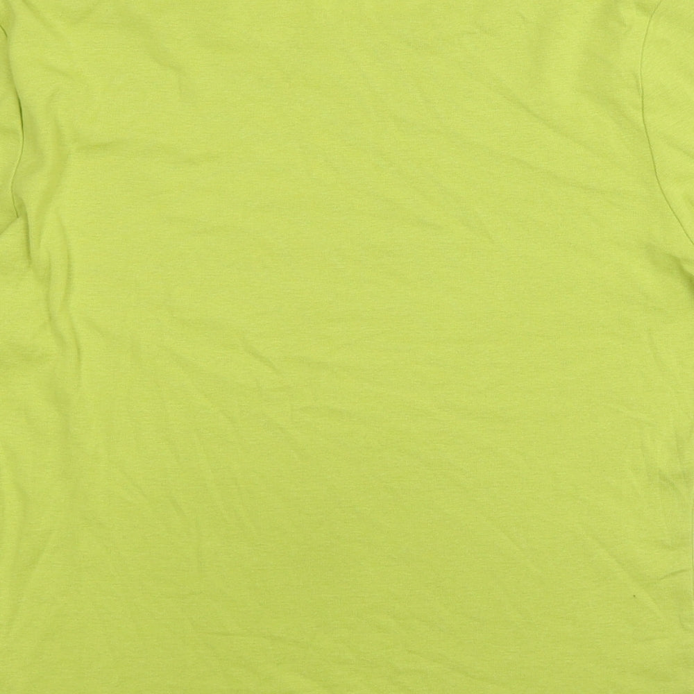 M&Co Womens Green Cotton Basic Blouse Size 14 Round Neck