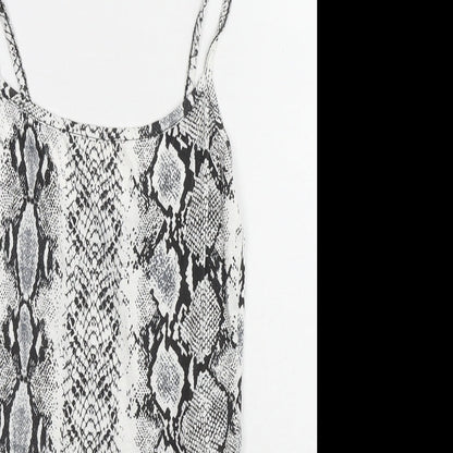 PRETTYLITTLETHING Womens Multicoloured Animal Print Cotton Bodysuit One-Piece Size 10 Snap - Snakeskin Pattern