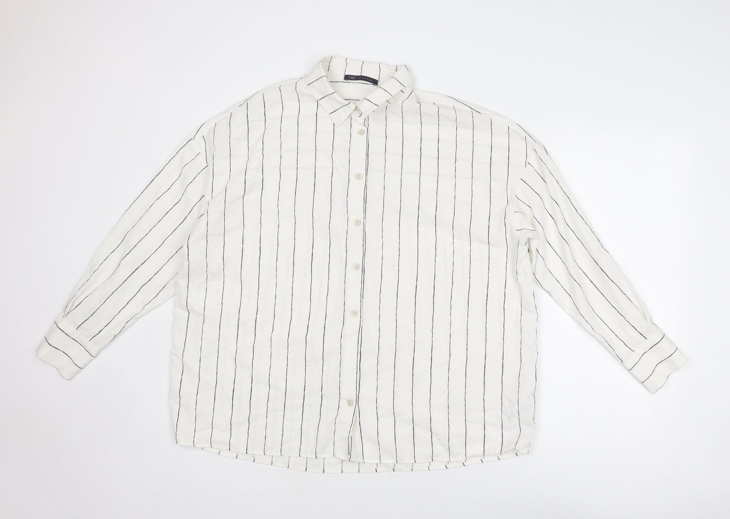 Womens UK Size 14 Marks and Spencer White Basic Button-Up