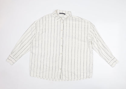Womens UK Size 14 Marks and Spencer White Basic Button-Up