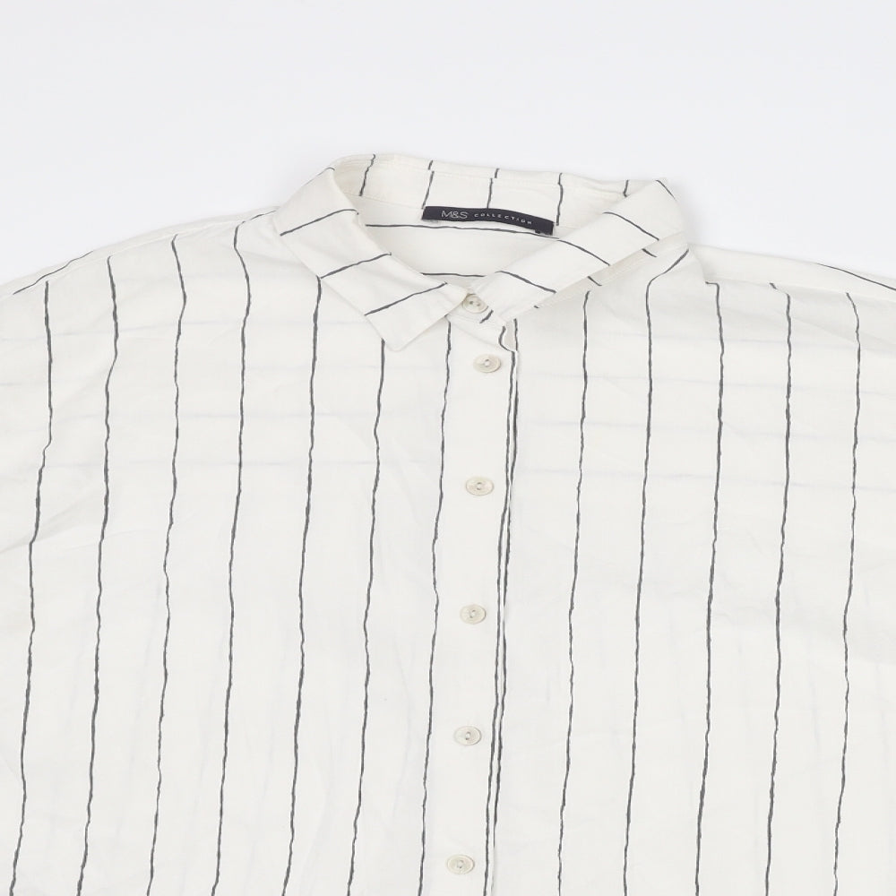 Womens UK Size 14 Marks and Spencer White Basic Button-Up