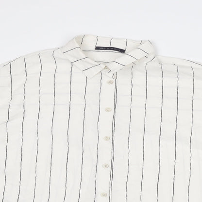 Womens UK Size 14 Marks and Spencer White Basic Button-Up