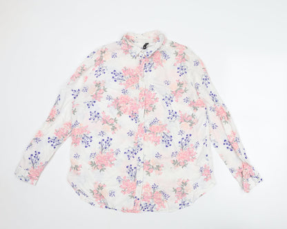 Divided by H&M Womens Multicoloured Floral Viscose Basic Button-Up Size 14 Collared
