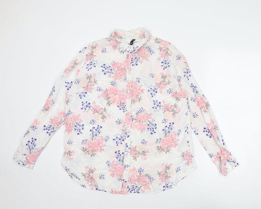 Divided by H&M Womens Multicoloured Floral Viscose Basic Button-Up Size 14 Collared