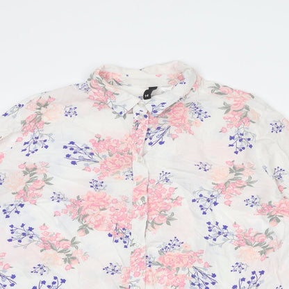 Divided by H&M Womens Multicoloured Floral Viscose Basic Button-Up Size 14 Collared