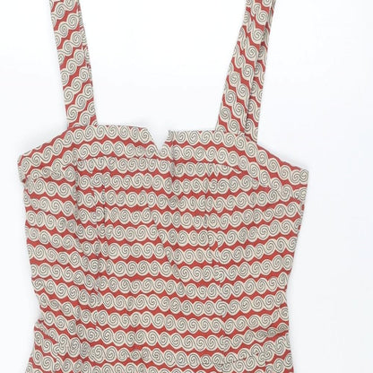 Great Plains London Womens Multicoloured Geometric Cotton A-Line Size XS Square Neck Zip