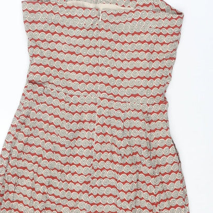 Great Plains London Womens Multicoloured Geometric Cotton A-Line Size XS Square Neck Zip