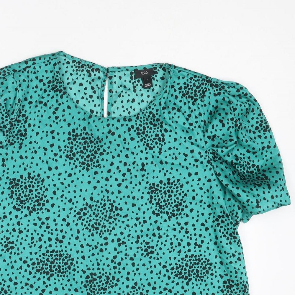 Womens UK Size 14 River Island Green Basic Blouse