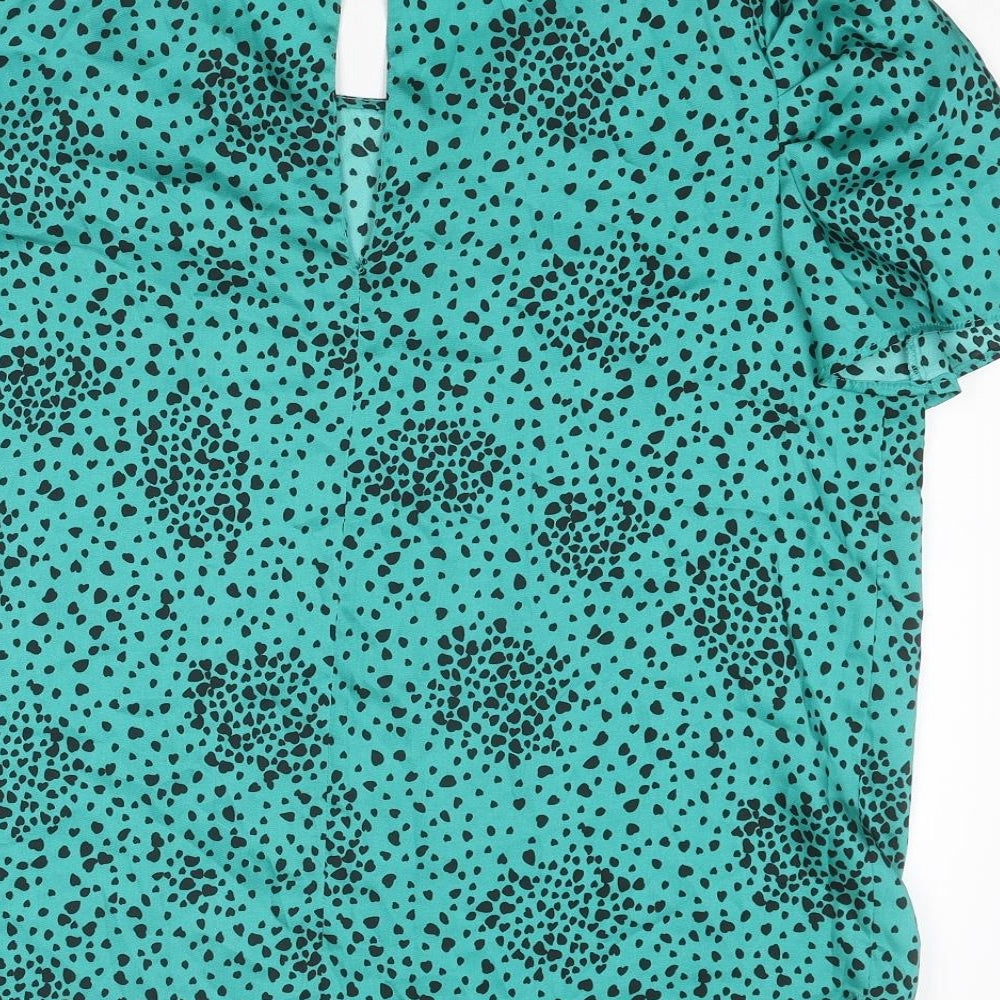 Womens UK Size 14 River Island Green Basic Blouse