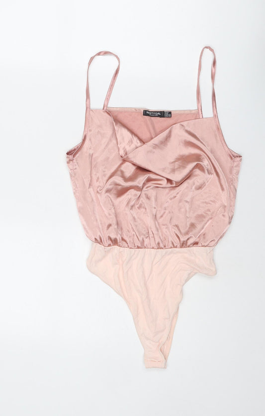 Nasty Gal Womens Pink Polyester Bodysuit One-Piece Size 10 Snap