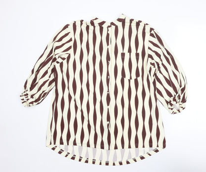 Womens UK Size 12 NEXT Brown Basic Button-Up