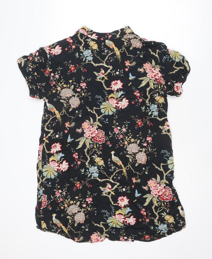 H&M Womens Multicoloured Floral Viscose T-Shirt Dress Size 8 V-Neck Pullover