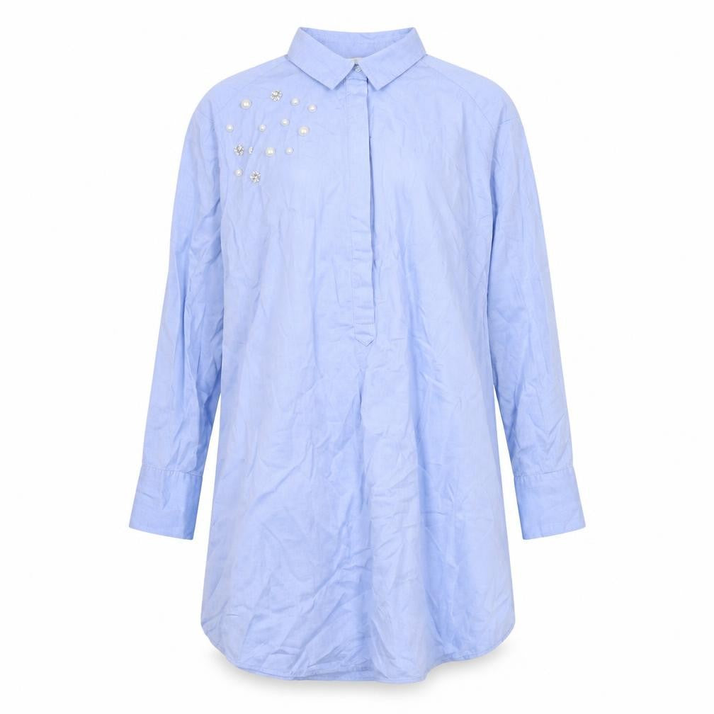H&M Womens Blue Cotton Shirt Dress Size XS Collared Button