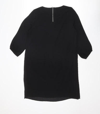 H&M Womens Black Polyester A-Line Size 8 Round Neck Zip