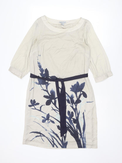 H&M Womens Grey Floral Polyester Shift Size 8 Boat Neck Pullover