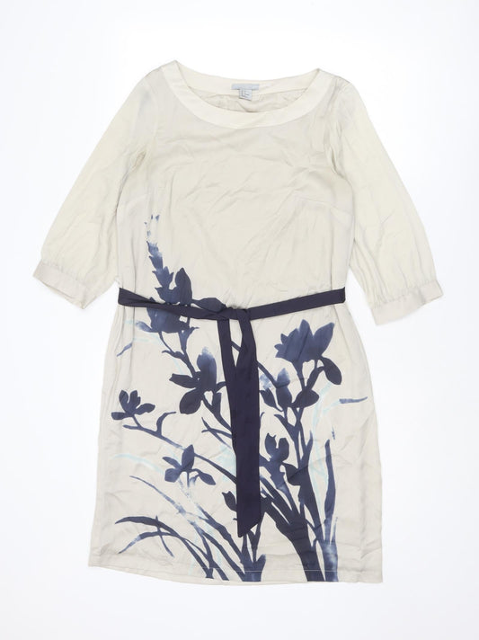 H&M Womens Grey Floral Polyester Shift Size 8 Boat Neck Pullover