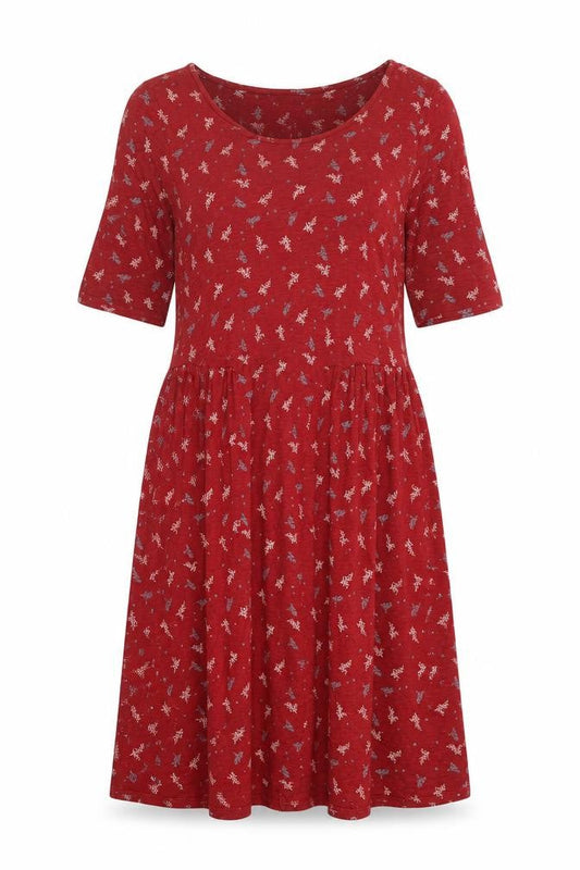 Indigo Womens Red Geometric Viscose A-Line Size 8 Boat Neck Pullover