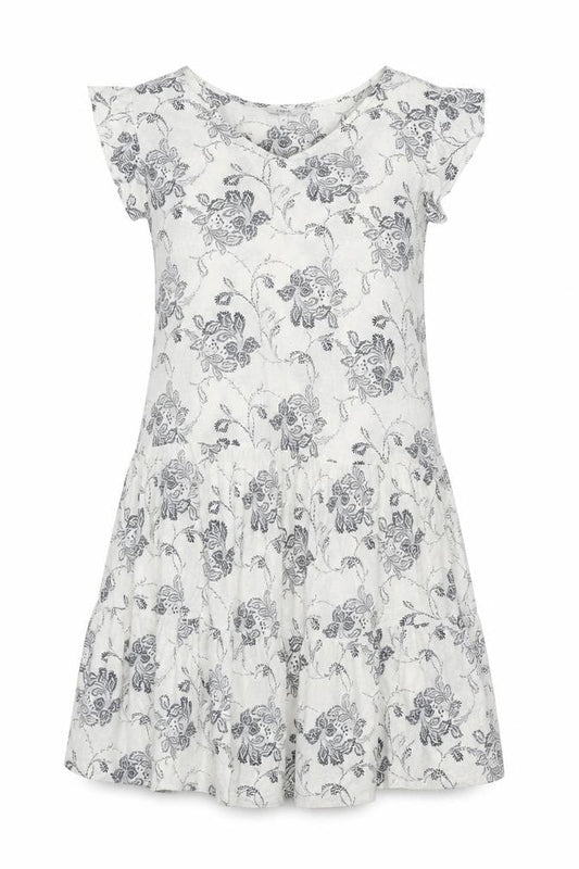 NEXT Womens White Floral Linen Fit & Flare Size 10 V-Neck Pullover