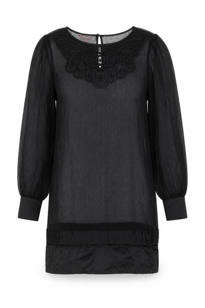Monsoon Womens Black Polyester Shift Size 10 Boat Neck Button