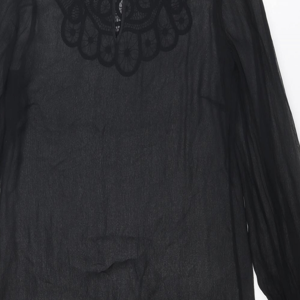 Monsoon Womens Black Polyester Shift Size 10 Boat Neck Button