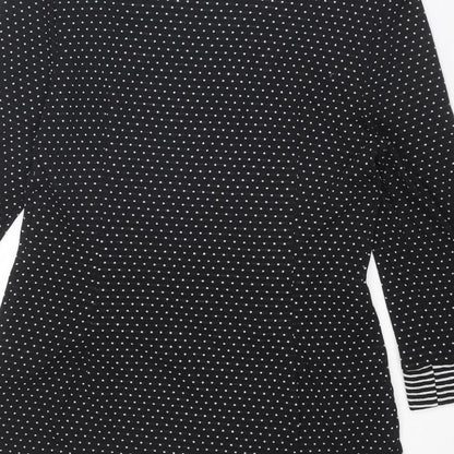 Roman Womens Black Polka Dot Polyester Basic Blouse Size 12 Round Neck
