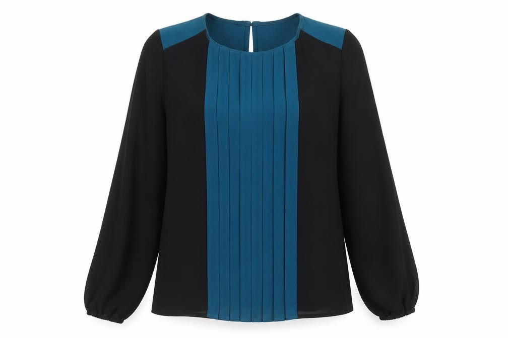 Klass Womens Black Polyester Basic Blouse Size 12 Round Neck