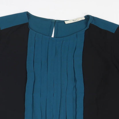 Klass Womens Black Polyester Basic Blouse Size 12 Round Neck