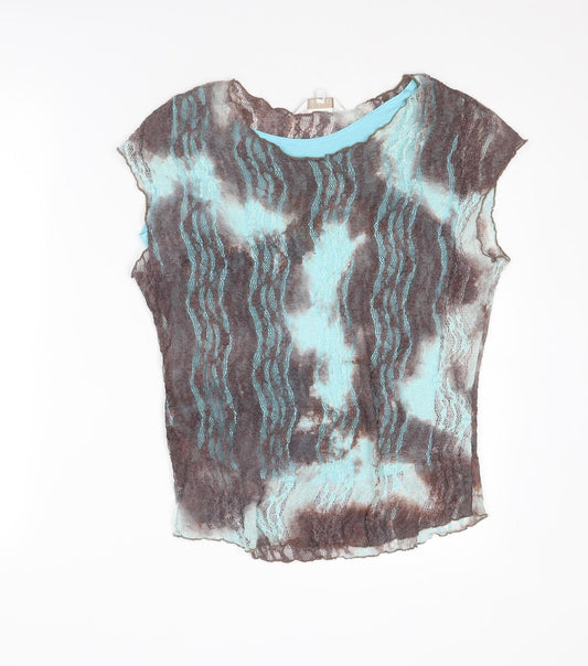 Lakeland Womens Multicoloured Geometric Polyester Basic T-Shirt Size 14 Round Neck